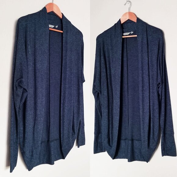 ATHLETA Luxe Pose Wrap Cardigan Heather Blue Cocoon Circle Longline Thumbhole - Picture 13 of 14